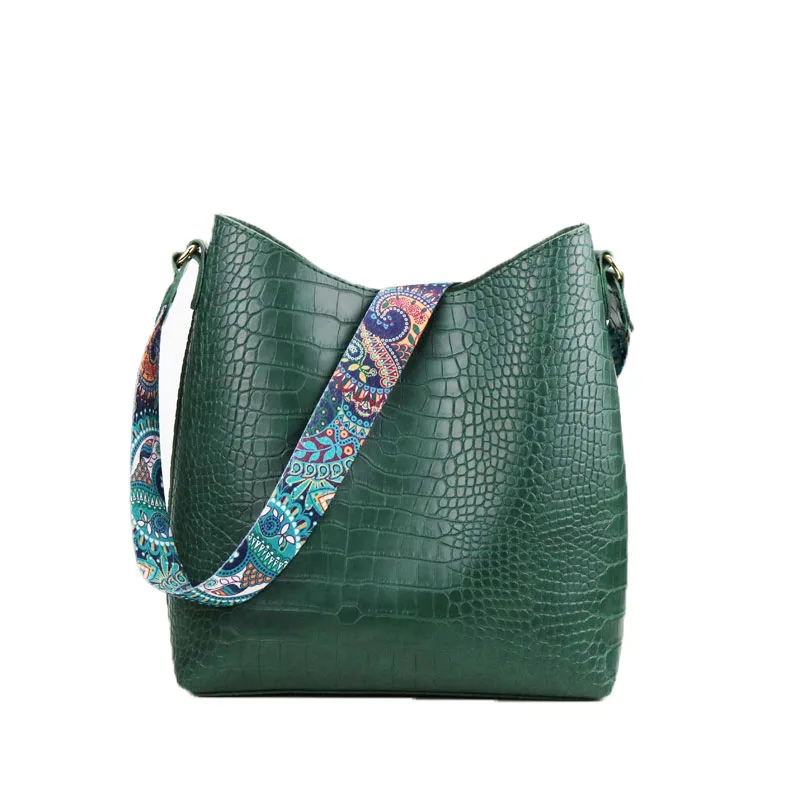 Teridiva Брендовые женские сумки, сумка Хобо, крокодиловая сумка, женские сумки на плечо, вместительная сумка для покупок, сумочка с принтом - Цвет: green