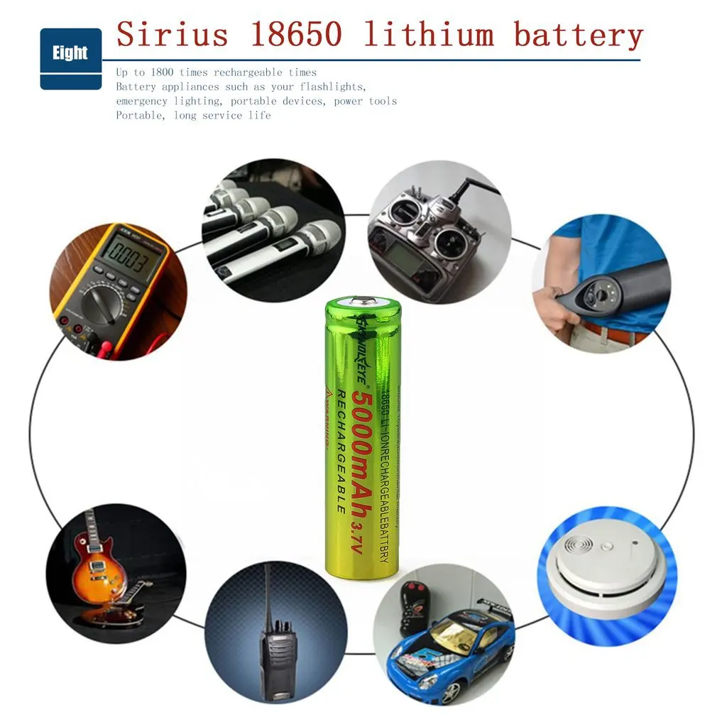 

Skywolfeye 1pc 18650 3.7v Rechargeable Li-ion Battery 5800mAh Battery for LED Flashlight Torch Lighting Long Working Life