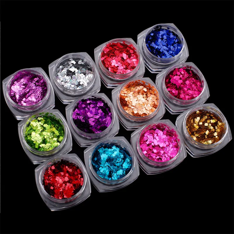 

2019 Hot 1PC Flash Ultra-thin Nail Laser Sequins Patch Square Rectangular Square Color Red Bright DIY Nail Decorations