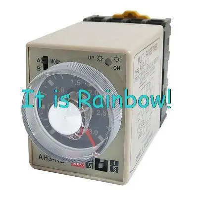 

Free Shipping Dual Modes 8P 0-3S 0-30M 3S 30Min Delay Timer Timing Relay AH3-NB 220VAC w Base