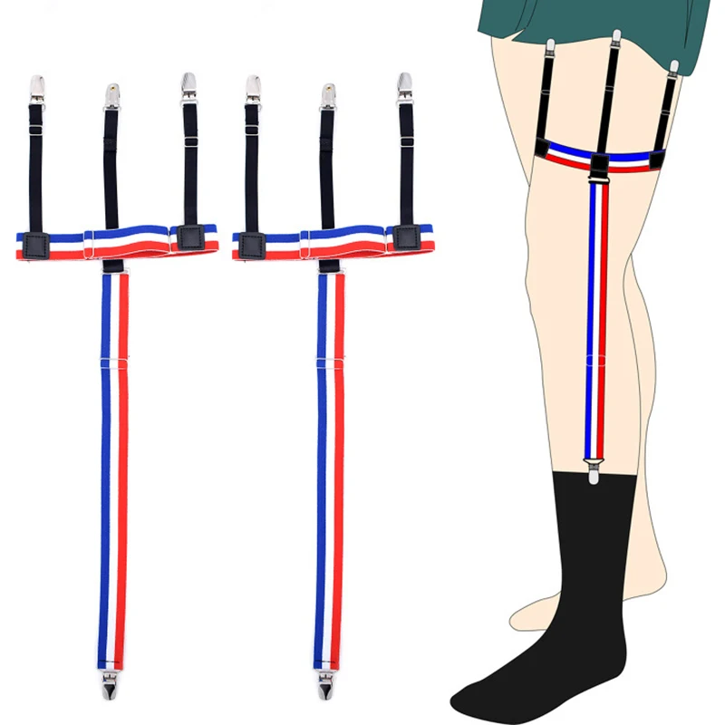 

1Set Mens Colorful Shirt Stays Garters Holder Adjustable Shirt Holders Resistance Belt Sock Suspenders For Women Locking Clamps