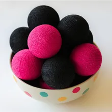 20 шт./компл. ватные шаровые гирлянды-ярко-розовые и черные, вечерние, патио, фея, Рождество, Рождественский Свадебный декор