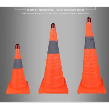 

Telescopic Folding Road Cone Barricades Red Led Warning Sign Reflective Oxford Traffic Cone Traffic Facilities For Road Safety