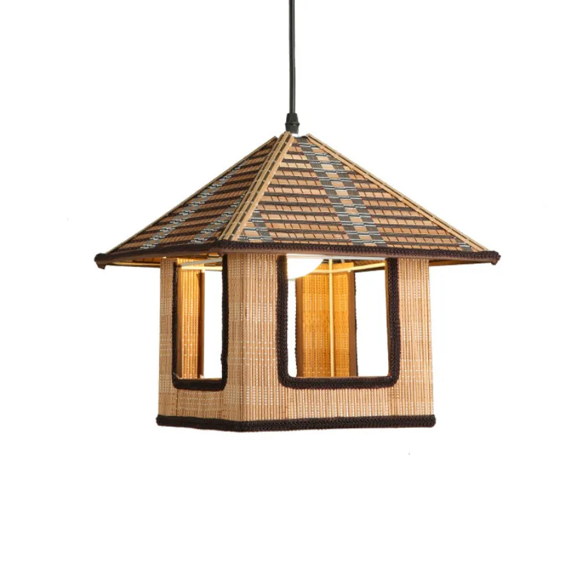 

Modern Creative Pastoral Southeast Asia Hand Knitted Wicker Little House Led E27 Table Lamp For Dining Room Living Room Bar 2062
