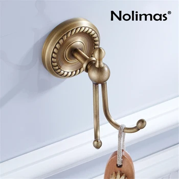 

Copper Robe Hook Bathroom Wall Mount Solid Round Toilet Hat Dresses Clothes Towel Hanger With Double Hooks Bathroom Accessories