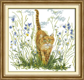 

Joy Sunday The cat's warning DMC Counted Chinese Cross Stitch Kits printed Cross-stitch set Embroidery Needlework