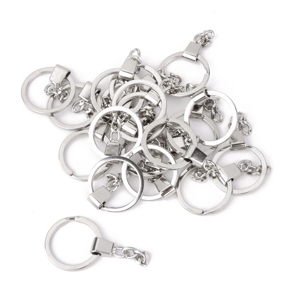 

40Pcs Blank Key Rings DIY Keychain Key Holder Split Rings With Chains Silver