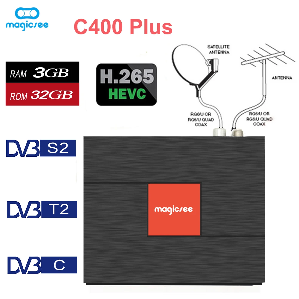

C400 Plus Amlogic S912 Octa Core TV Box 3+32GB Android 4K set top box DVB-S2 DVB-T2 Cable Dual WiFi Smart Media Player pk KIII