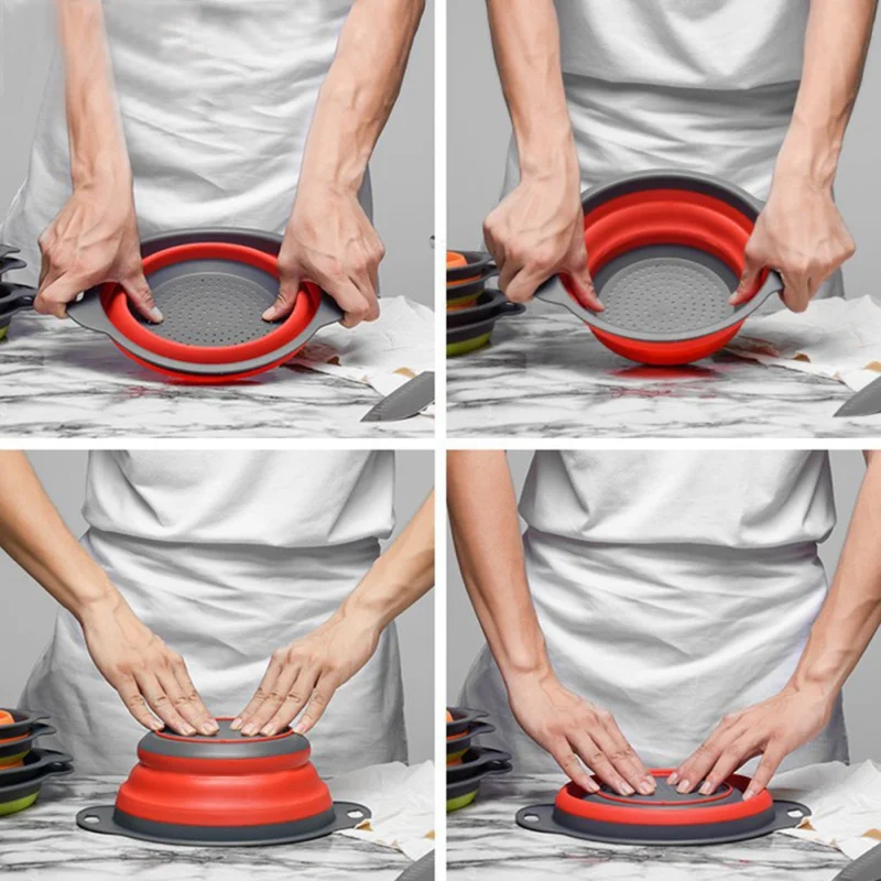 

Folding Drain Basket Portable Outdoor Things Multi-functional Round Retractable Home Garden Kitchen Dining Kitchen Tools Gadgets