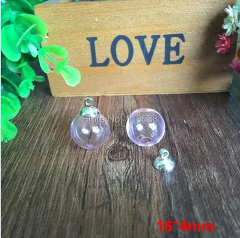 

Free shipping 30sets per lot 16mm Pink glass globe orbs with 4mm hole and 8mm silver cap jewelry findings set Glass bottle vial
