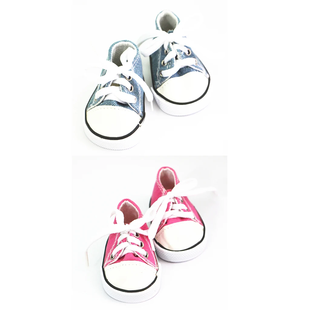 18inch Fashion Dolls Clothing Stylish Casual Canvas Shoes Flats Sneaker For   Doll Outfits Accessory 2 Pairs