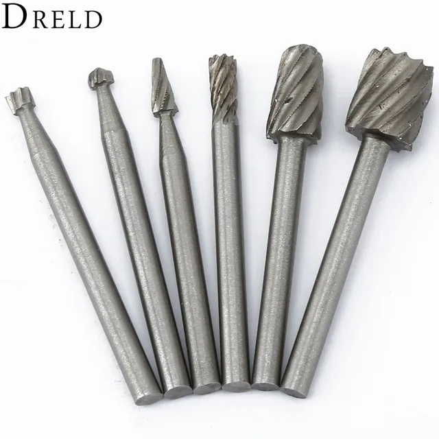 6Pc Dremel Accessories HSS Wood Routing Router Bits Burr Milling Cutter
