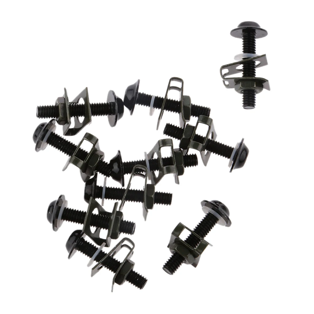 10X M6 Universal Motorcycle CNC Sportbike Fairing Spring Body Bolt Scooter Nuts Bolts Kit Screw Spire Speed Fastener Clip 