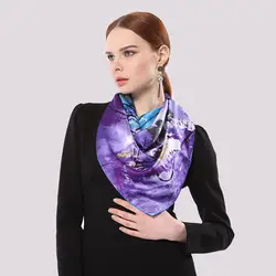 2018 Новое поступление Модные Женские шелковый атлас шарфы 90*90 см большие квадратные шарфы платки для Для женщин Цветочный принт