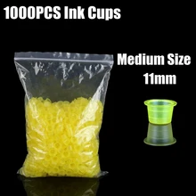 1000 шт. чернила татуировки Кубки 11 мм Пластик чернильнице шапки желтый Одноразовые Стаканчики Чернила татуировки для татуировки чернил свободная TA-223B