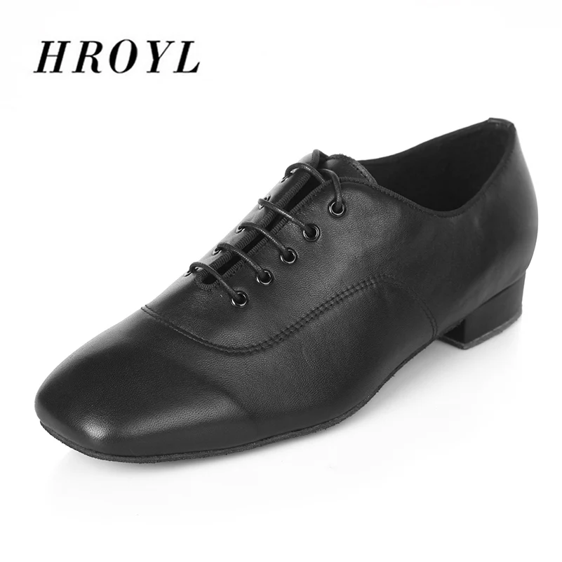 New arrival Men's Modern dance shoes leather Ballroom Latin dancing shoes Low heel Party Square dance shoes 