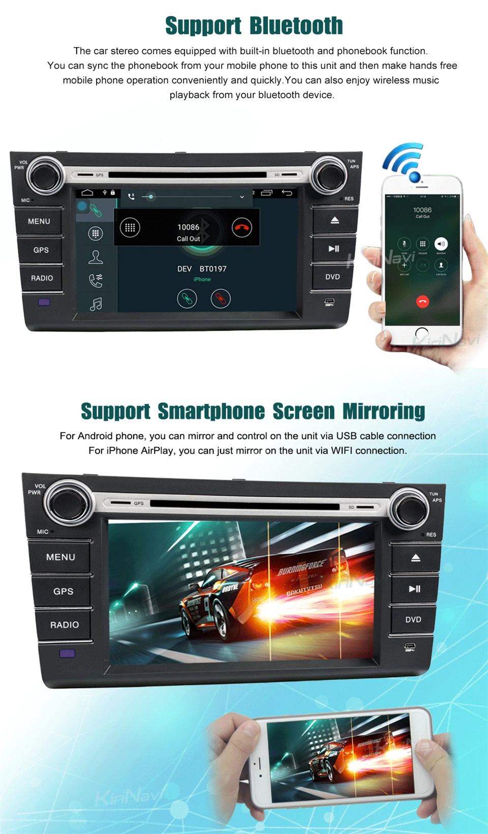 Perfect KiriNavi Octa core 4G LET android 7 car audio for Suzuki Swift dvd player with gps support 4K Video 4G 5