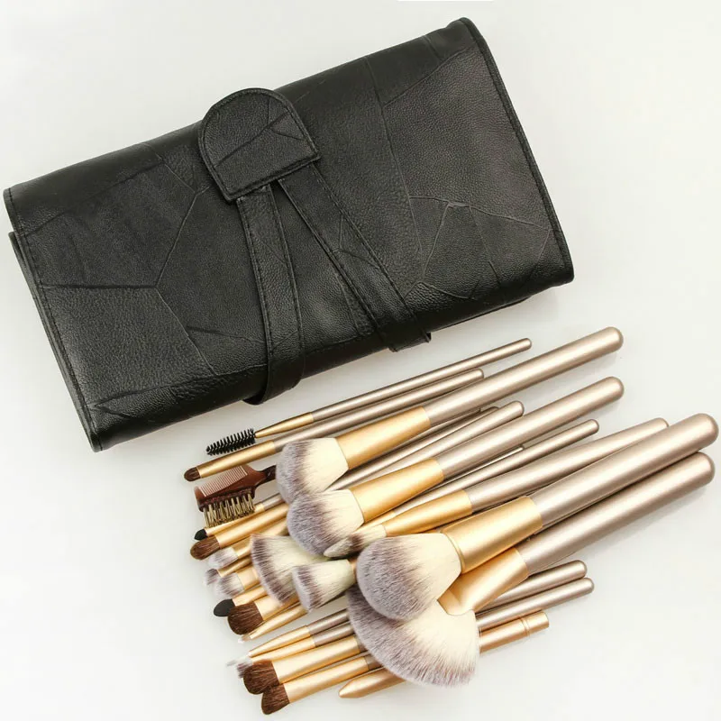 

Professional 24pcs Makeup Brushes Set Cosmetic Make Up Tools Set Fan Foundation Powder Brush Eyeliner Brushes With Leather Case