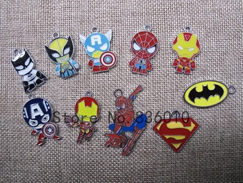 

Wholesale 50pcs Captain America spdiermna iron man batman mix Metal Charm Pendants DIY Jewelry Making Party Gifts D-121