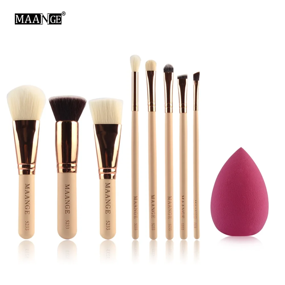 

MAANGE Soft 6/8/10PCS Makeup Brushes Eyeshadow Eyelash Eyebrow Powder Brush+ Sponge Puff Cosmetic Kit Make Up Tool Easy to use