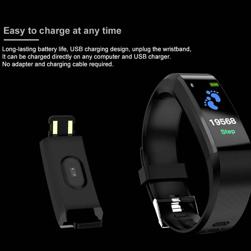 Браслет здоровья сердечного ритма крови Давление Smart Band Фитнес трекер Smartband