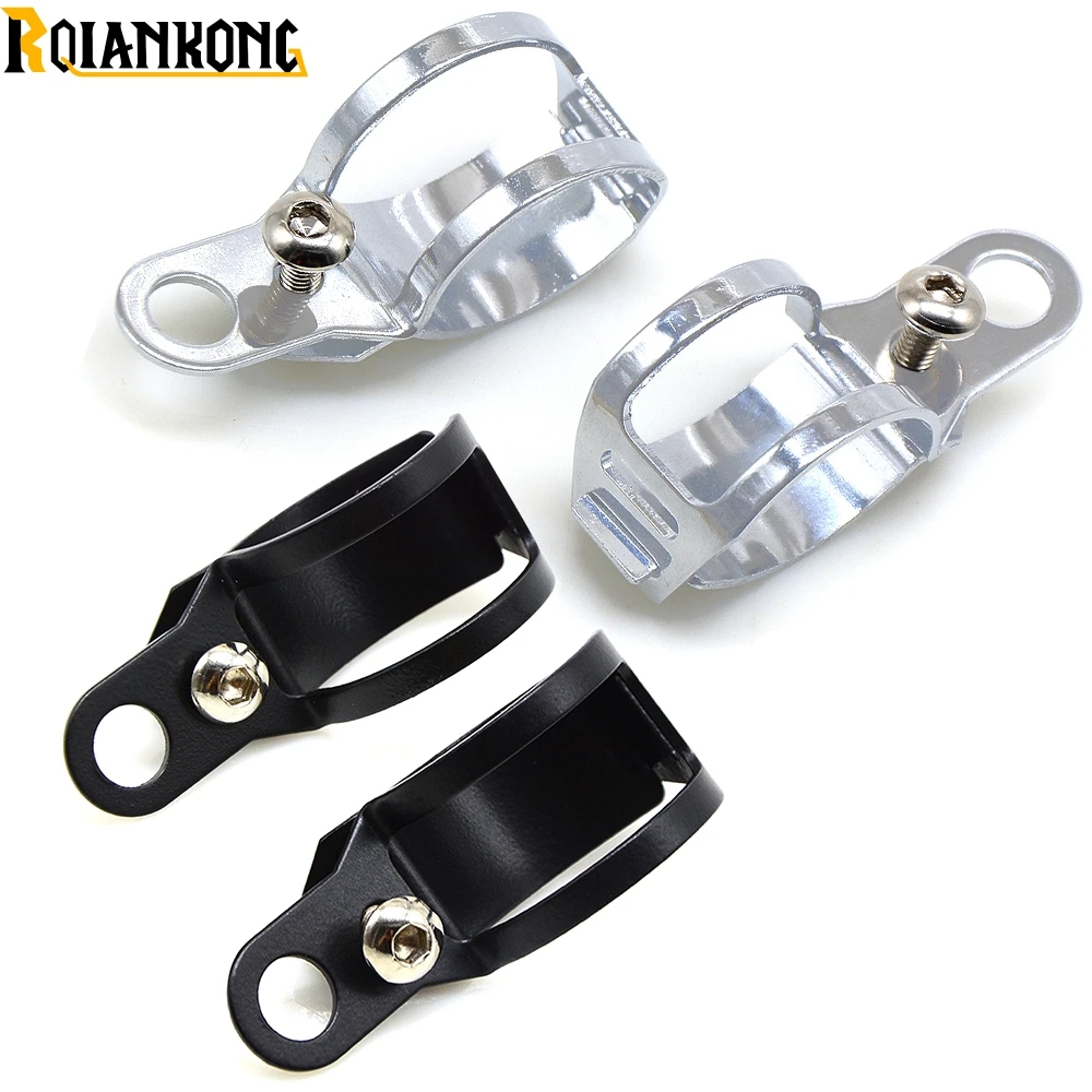 

2Pcs Silver Black Clamp Motorcycle Fork Ear Turn Signal Light Mount Lamp fork mount clamp Brackets Holder