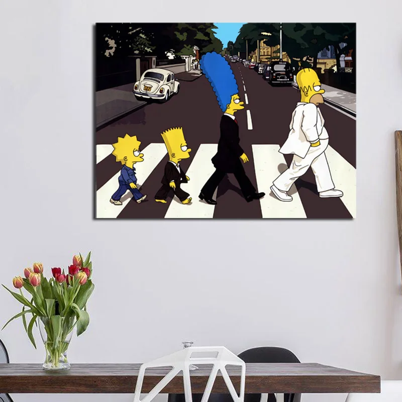 Abbey Road Streets Homer TV Play Wall Art холст плакаты печать картина маслом настенные картины для