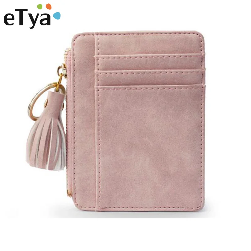

eTya New Fashion Women Tassel Zipper Small Wallets Coin Pocket Clutch bag Women's Short Bag Pu Leather Credit Card ID Holders