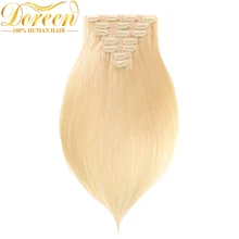 Doreen# 1b#2#4#8#613 человеческие волосы на заколках для наращивания 90 г-200 г бразильский парик remy волосы на заколках прямые 1"-22"