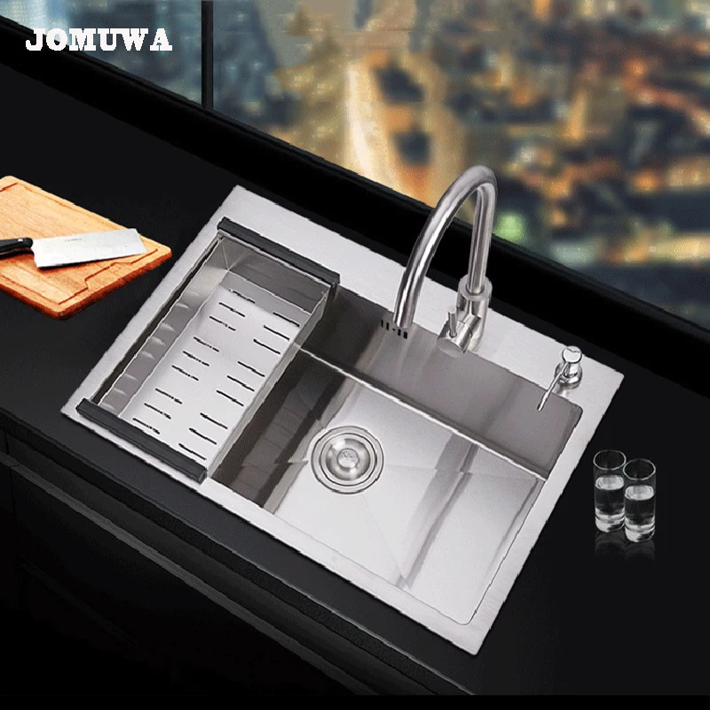 

Stainless Steel Kitchen Sink Vessel Set With Faucet Kitchen Sink Undermount Kitchen Washing Vanity 60X45CM