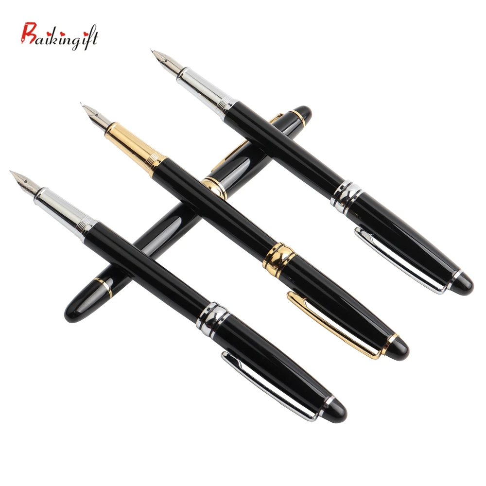High Quality Fountain Pen Full Metal Luxury Pens Caneta Office School Stationery Supplies Writing 0.7mm 1mm Black Blue Red Ink