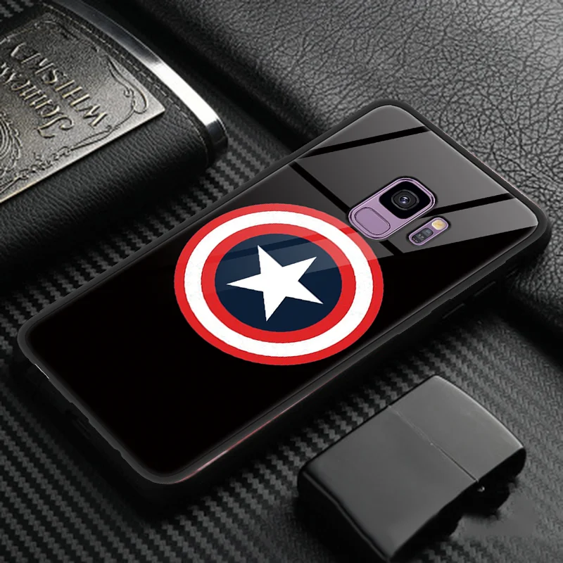 Капитан Америка щит с героями комиксов Марвел, закаленное Стекло Крышка для samsung Galaxy S8 S9 A50 плюс Note8 Note9 A8 A7 M10 M20 J4 Plus чехол - Цвет: 3quanmdz