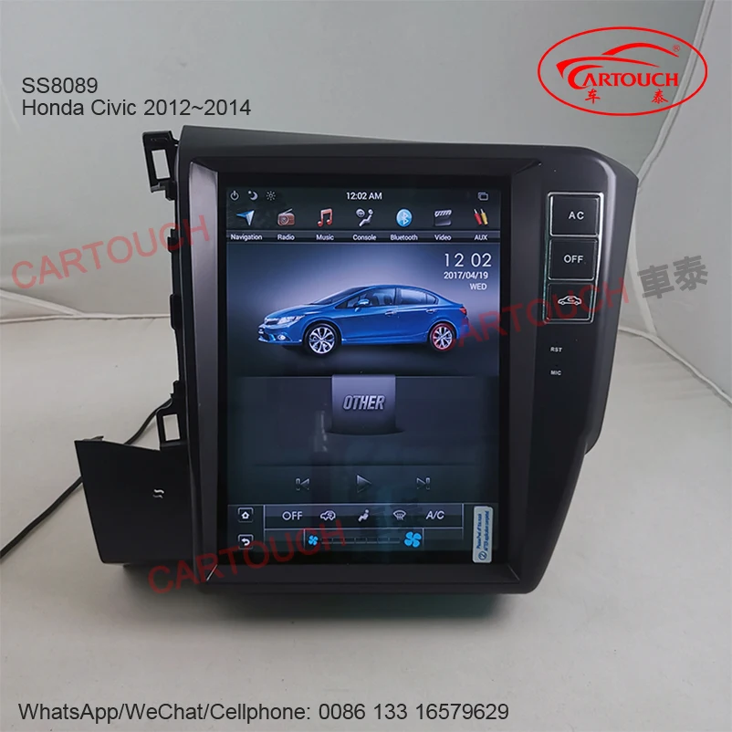 10,4 дюймов вертикальный экран Tesla стиль Android автомобильный gps мультимедийный плеер для Honda Civic 2012~ Автомагнитола RDS gps Bluetooth