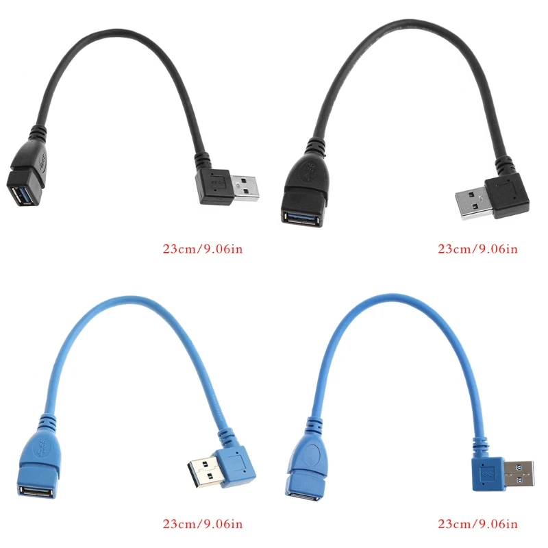 USB 3,0 тип A левый/правый угол 90 градусов папа-прямой Женский Кабель-адаптер удлинитель