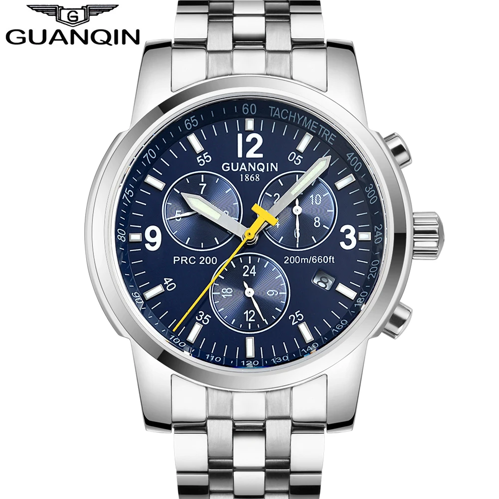 GUANQIN Мужские механические часы мужские роскошные брендовые полностью стальные