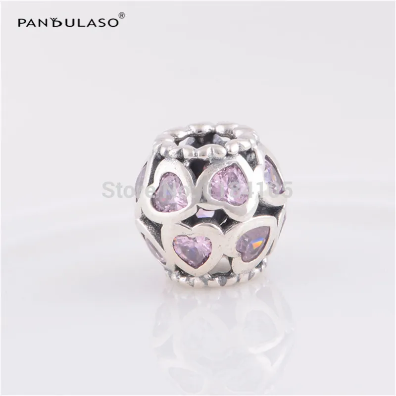 

100% 925 Sterling Silver Jewelry Charms Beads Fits European Charm Bracelet & Choker Stone Hearts Round Beads Women DIY Jewelry