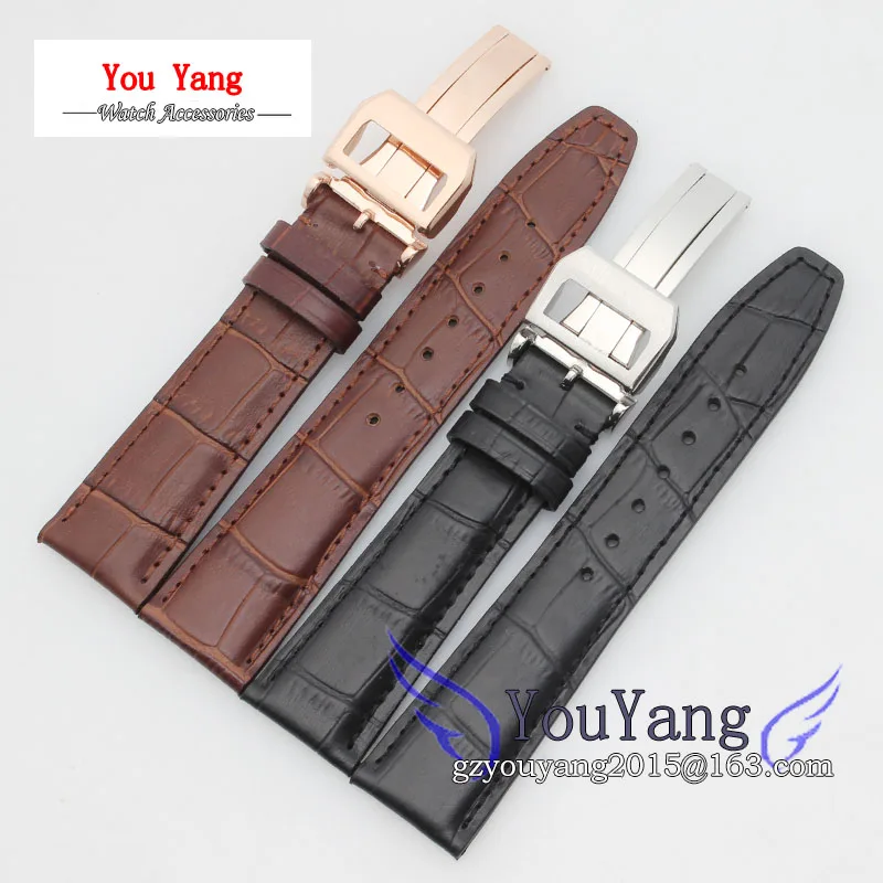 20mm 21mm 22mm Alligator Pattern New Men Black Genuine Leather Watch