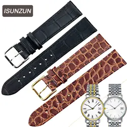 ISUNZUN Для мужчин ремешок для часов для Tissot 1583 T52 ум Смотреть Band T57/T95 мужской Одежда высшего качества ультратонких часы из натуральной кожи