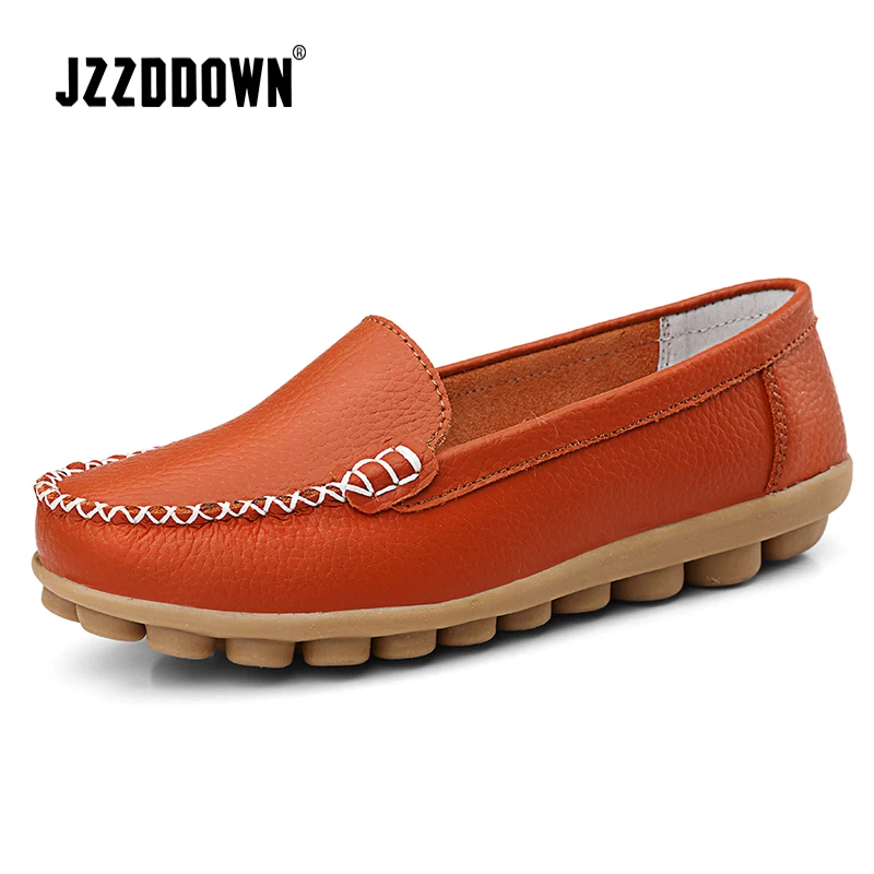 

Genuine Leather Women Flats Shoes Soft Ladies Mother Shoes Moccasin Ballet 2018 Casual Shoe Loafers Luxury Plus Size 35-42