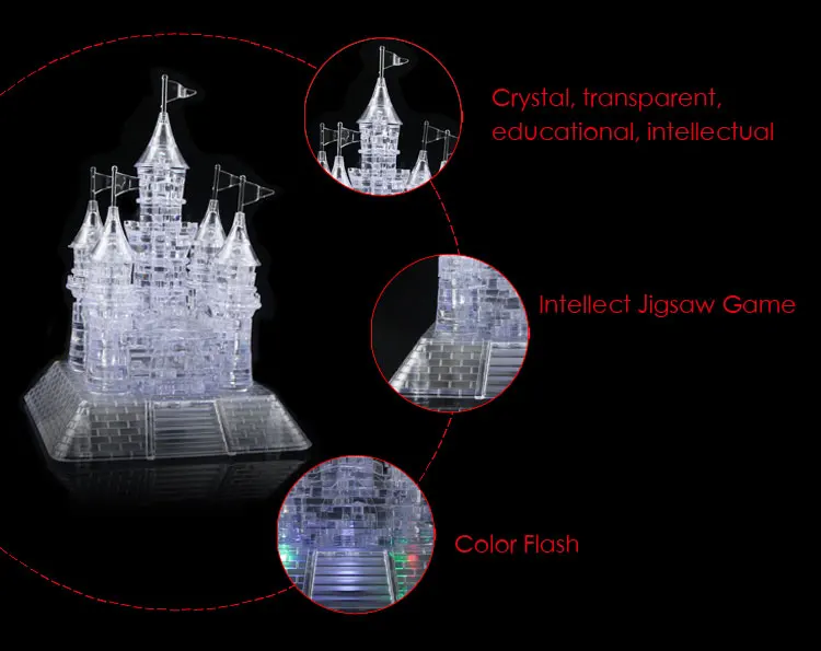 DIY 3D Музыкальная с подсветкой замок головоломка Кристалл размерная модель собранная Обучающие Развивающие игры подарок игрушки для головоломки детей