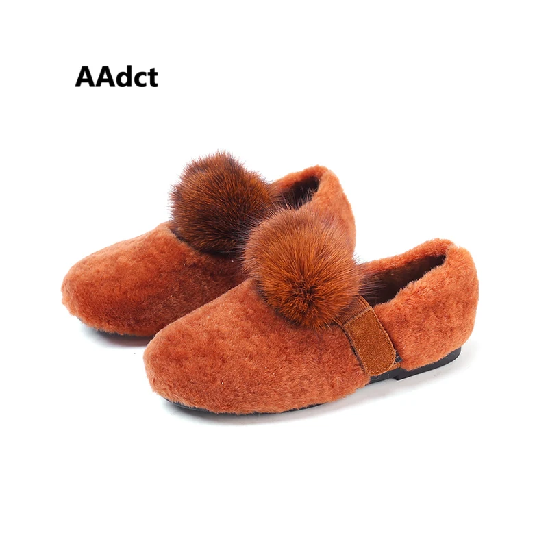 

AAdct Warm cotton shoes for girls children flat princess shoes 2018 autumn and winter new velvet kids shoes