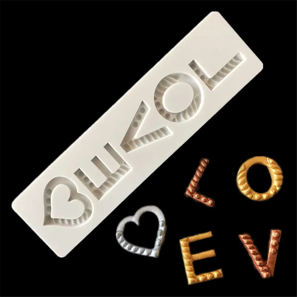 

LOVE Alphabet Shape Fondant Cake Silicone Mold Chocolate Candy Molds Pastry Biscuits Mould Cookies Cake Decoration Baking Tools