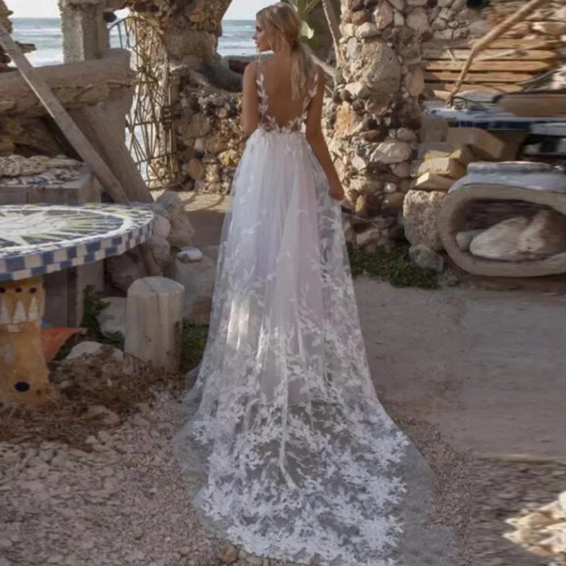 Eightale Boho свадебный наряд v-образный вырез аппликации кружева принцесса свадебное платье открытая спина свадебное платье vestidos de noiva