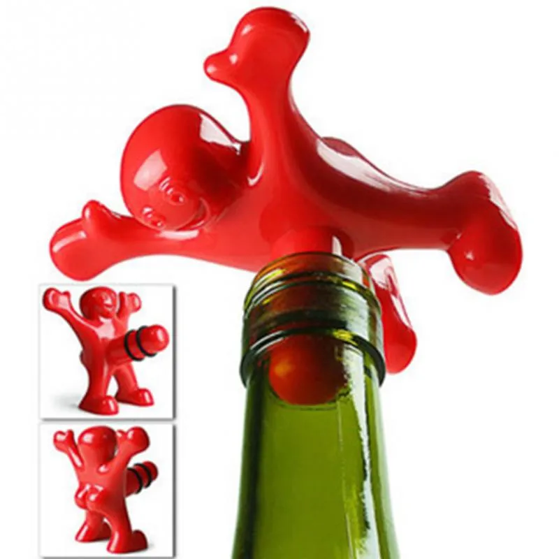 Creative Unique Cute Wine Stopper Creative Red Man Wine Bottle Corks