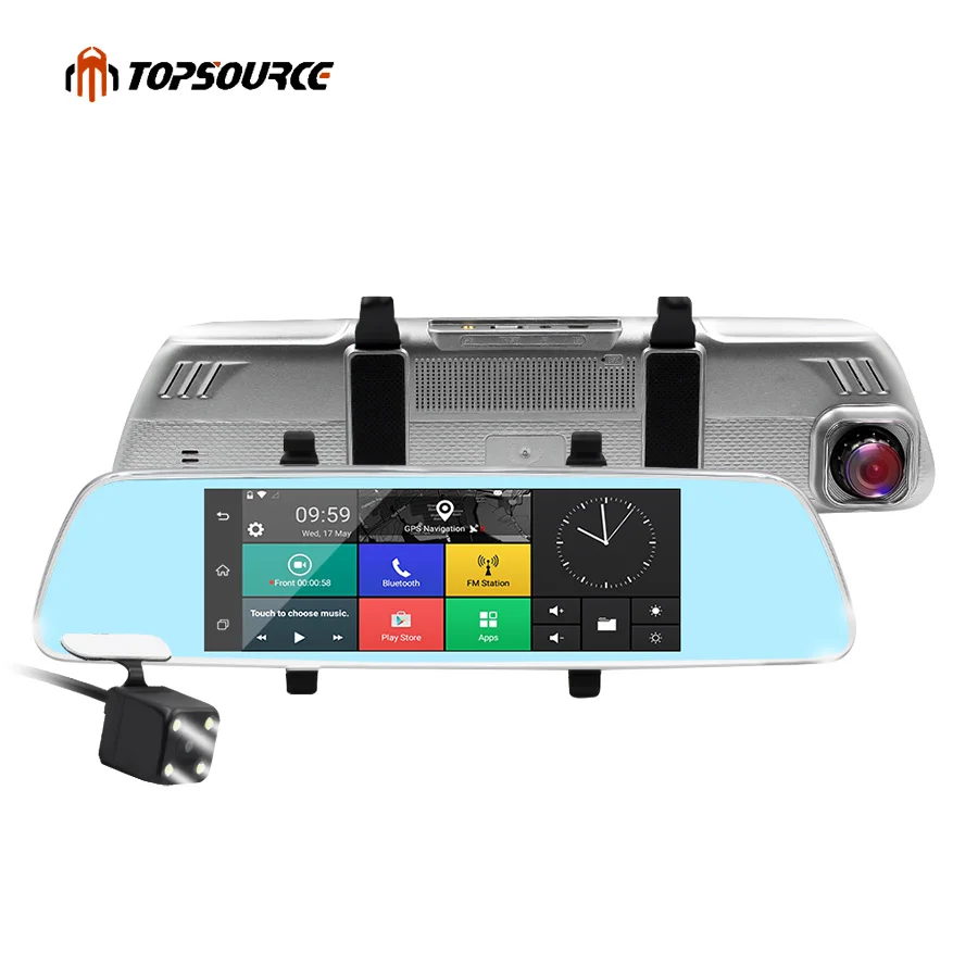 TOPSOURCE 7 inch 3G Car DVR Mirror Gps Dual font b Camera b font LENS GPS