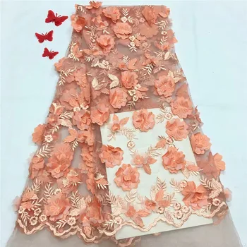 

Latest African French Lace Fabrics High Quality Bridal 3d Lace applique 2018 Nigerian Net Lace Fabrics For Wedding A1239-1