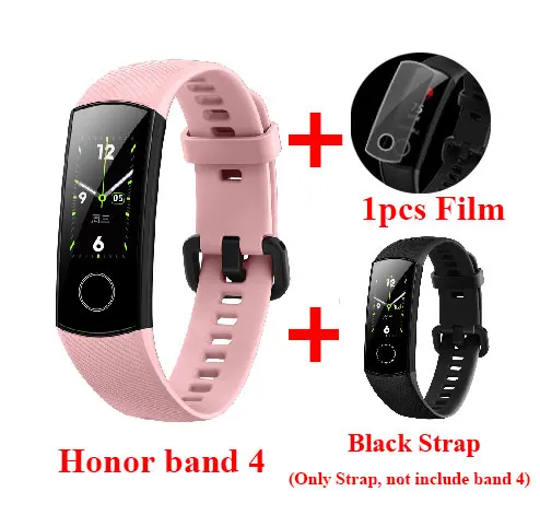 Huawei Honor Band 4 умный Браслет, фитнес 0.95in цвет AMOLED сенсорный экран фитнес-трекер в режиме реального времени трек сна сердце оснастки - Цвет: Pink Add Black