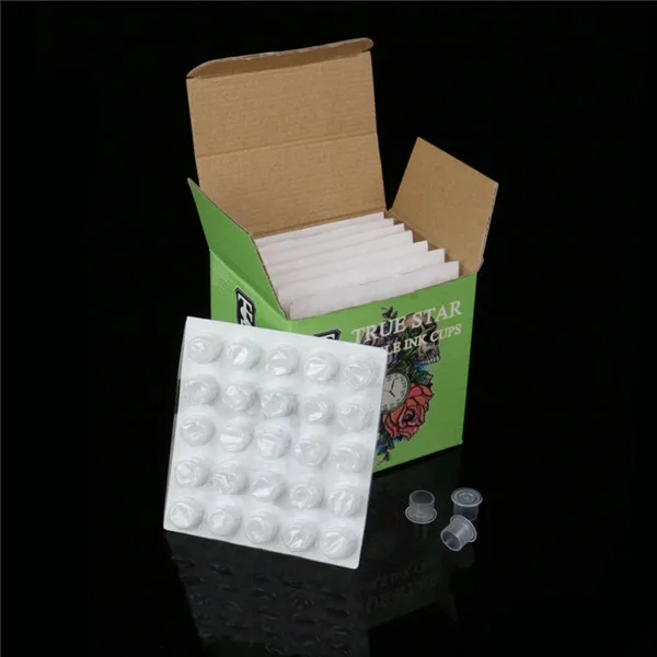 TRUE STAR 324pcs Plastic Tattoo Ink Cups Caps 11mm Clear Medium Classic