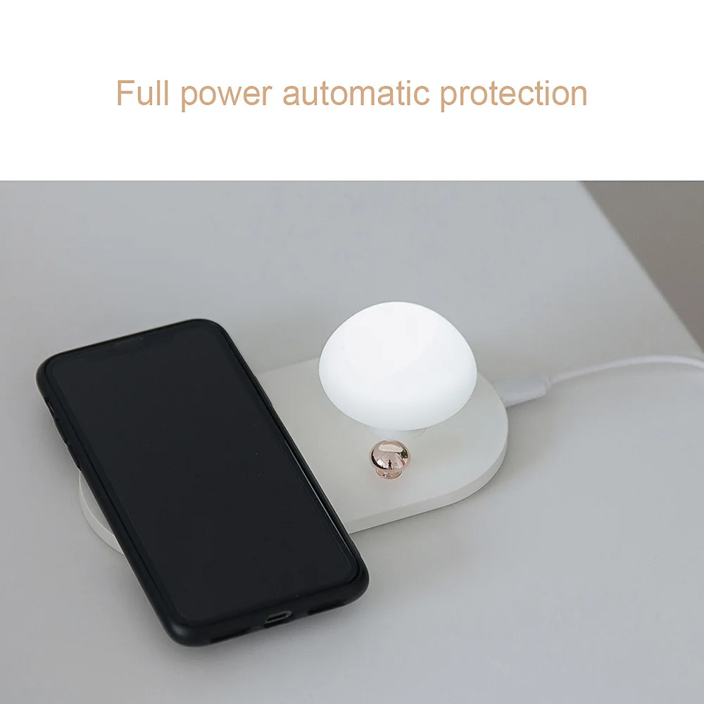 

QI Wireless Charger Mushroom mini night Lamp Fast Charging Night Light Smart Desktop Charger for iPhone Samsung