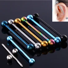 1 Pc 1.6*34+5mm Stainless Steel Industrial Piercing Ear Cartilage Stud Earring Barbell Straight Piercings Jewelry